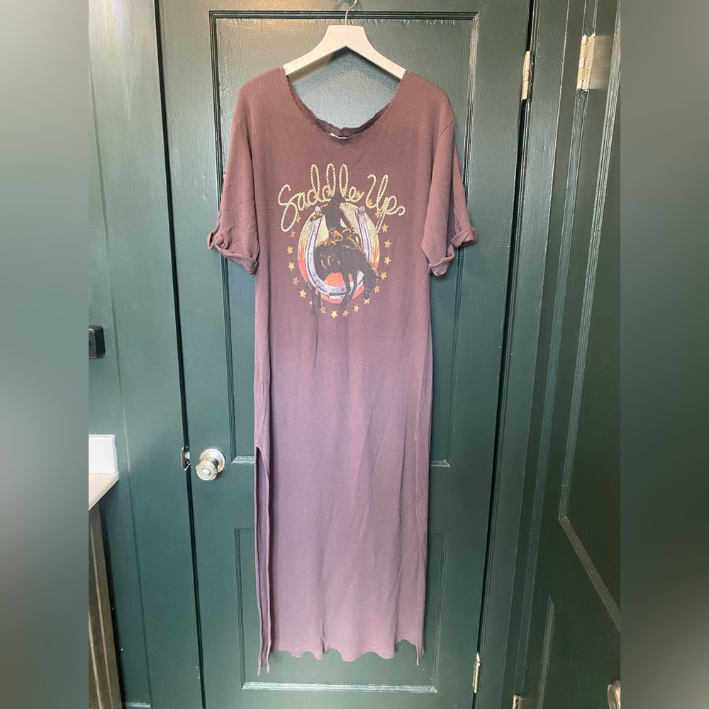 Free People Saddle Up Graphic Maxi Dress in Purple